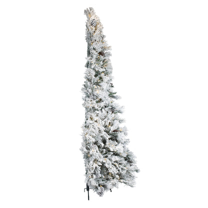 Vickerman 9' x 59" Flocked Atka Slim Half Christmas Tree Dura-Lit® LED Warm White Mini Lights.