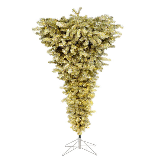 Vickerman 9' Champagne Upside Down Artificial Christmas Tree Warm White Dura-lit LED Lights