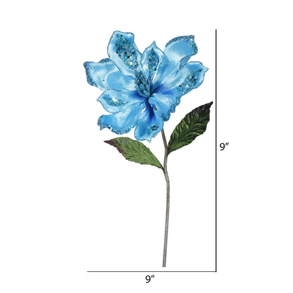 Vickerman 22" Sky Blue Velvet Magnolia Artificial Christmas Pick 3 per Bag