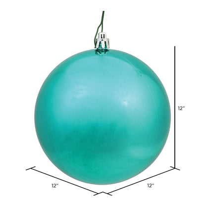 Vickerman 12" Teal Shiny Ball Ornament