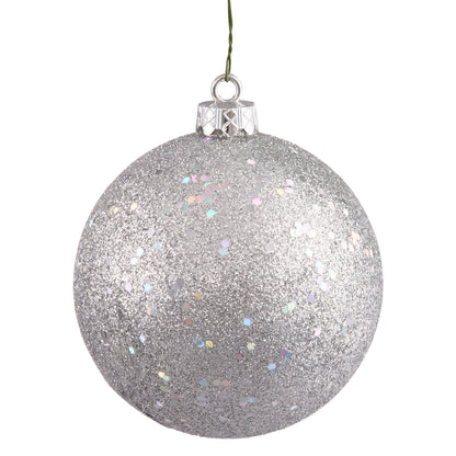 Vickerman 4.75" Silver Sequin Ball Ornament 4 per Bag