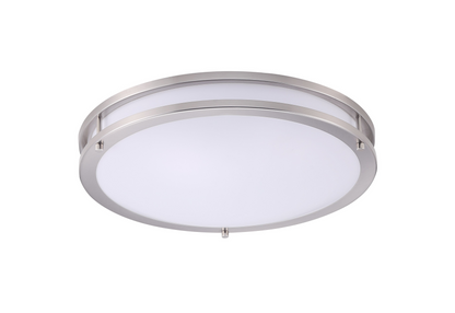 ASD Lighting LED Double Ring Flushmount 12inch 20W 120-277V Triac 3000/4000/5000K Nickel ETL