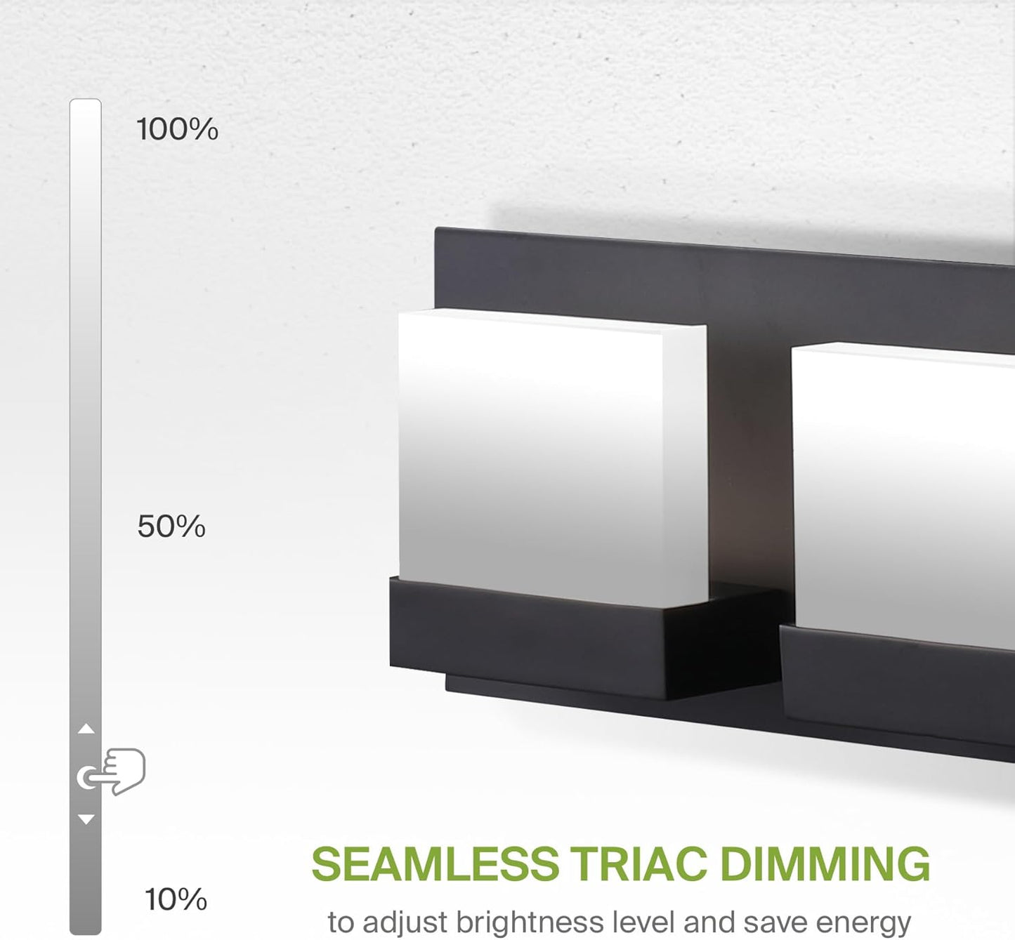 ASD Lighting LED Vanity 2-light 12W 120V CCT Selectable 3000/4000/5000K Dimmable Black ETL