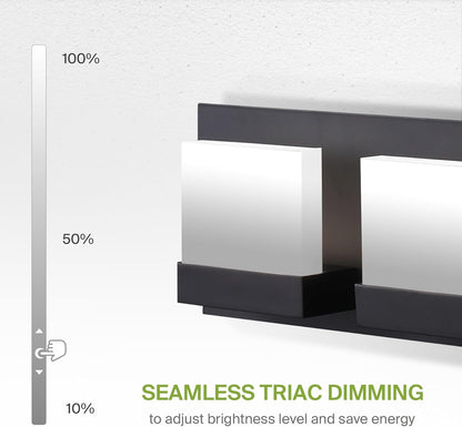 ASD Lighting LED Vanity 2-light 12W 120V CCT Selectable 3000/4000/5000K Dimmable Black ETL