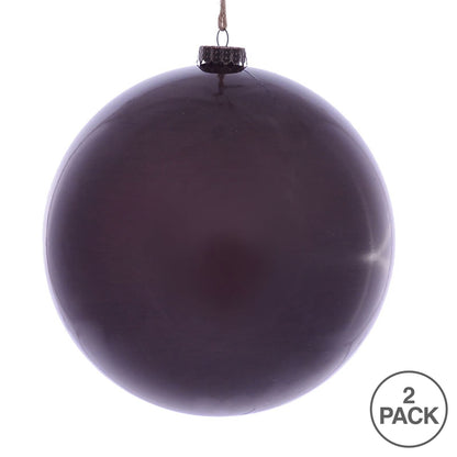 Vickerman 8" Burgundy Wood Grain Ball Ornament 2 per Bag