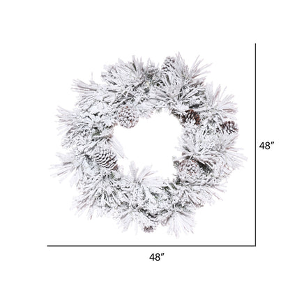 Vickerman 48" Flocked Atka Artificial Christmas Wreath Unlit