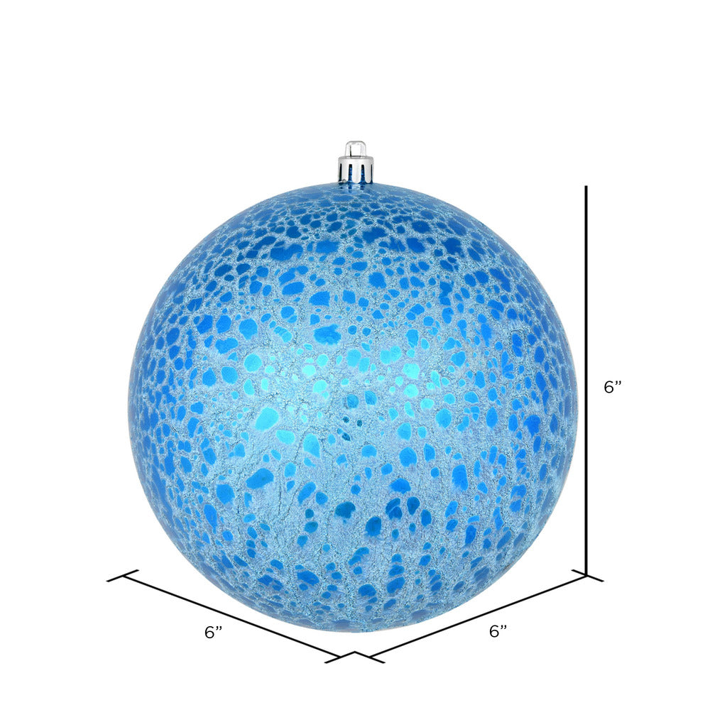 Vickerman 6" Blue Crackle Ball Ornament 4 per Bag