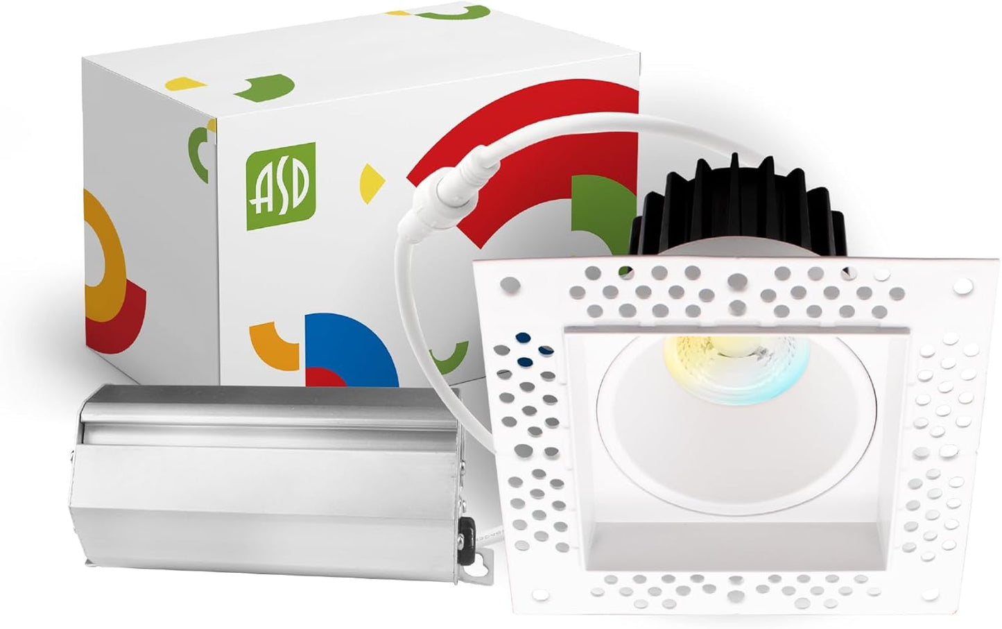 ASD Lighting LED Trimless Downlight Square 2inch 8W 120V Triac 2700/3000/3500/4000/5000K White ETL Energy Star