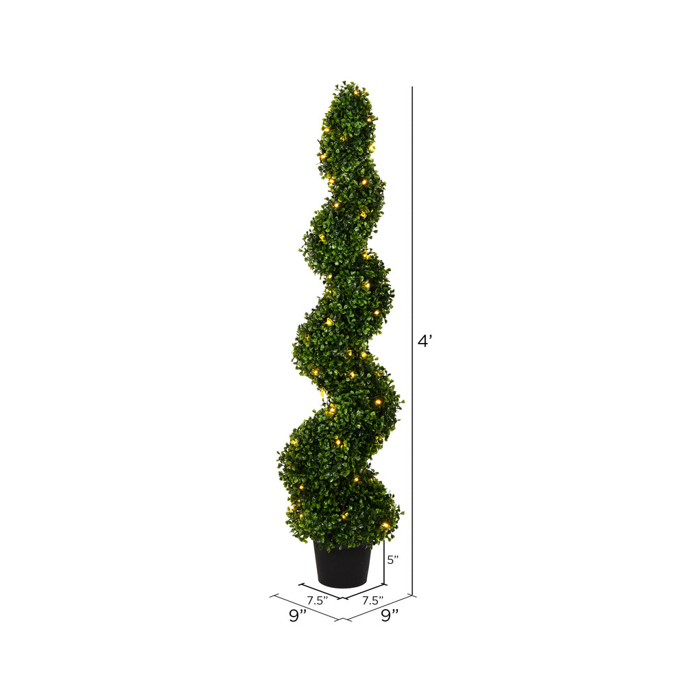 Vickerman 4' Artificial Potted Green Boxwood Spiral Tree