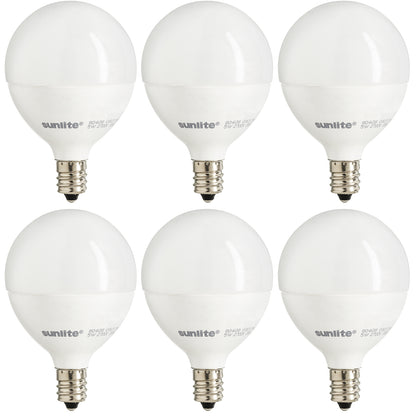 Sunlite 40306-SU Led G16.5 Globe 7W (60W Equivalent) Bathroom Vanity E12 Candelabra Frost Dimmable Light Bulb, (6 Pack), Frosted