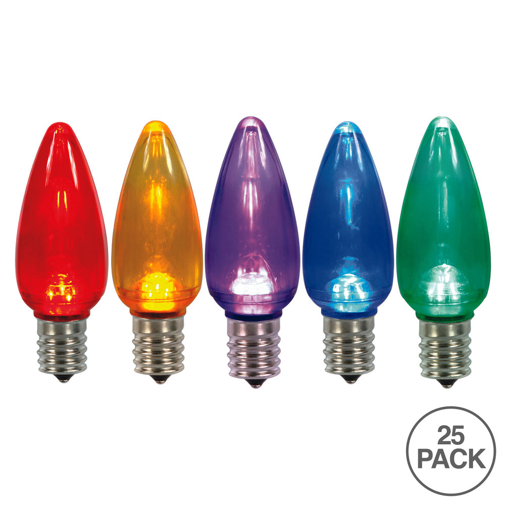 Vickerman C9 Transparent Plastic LED Multi-color Dimmable Bulb package of 25 per bag