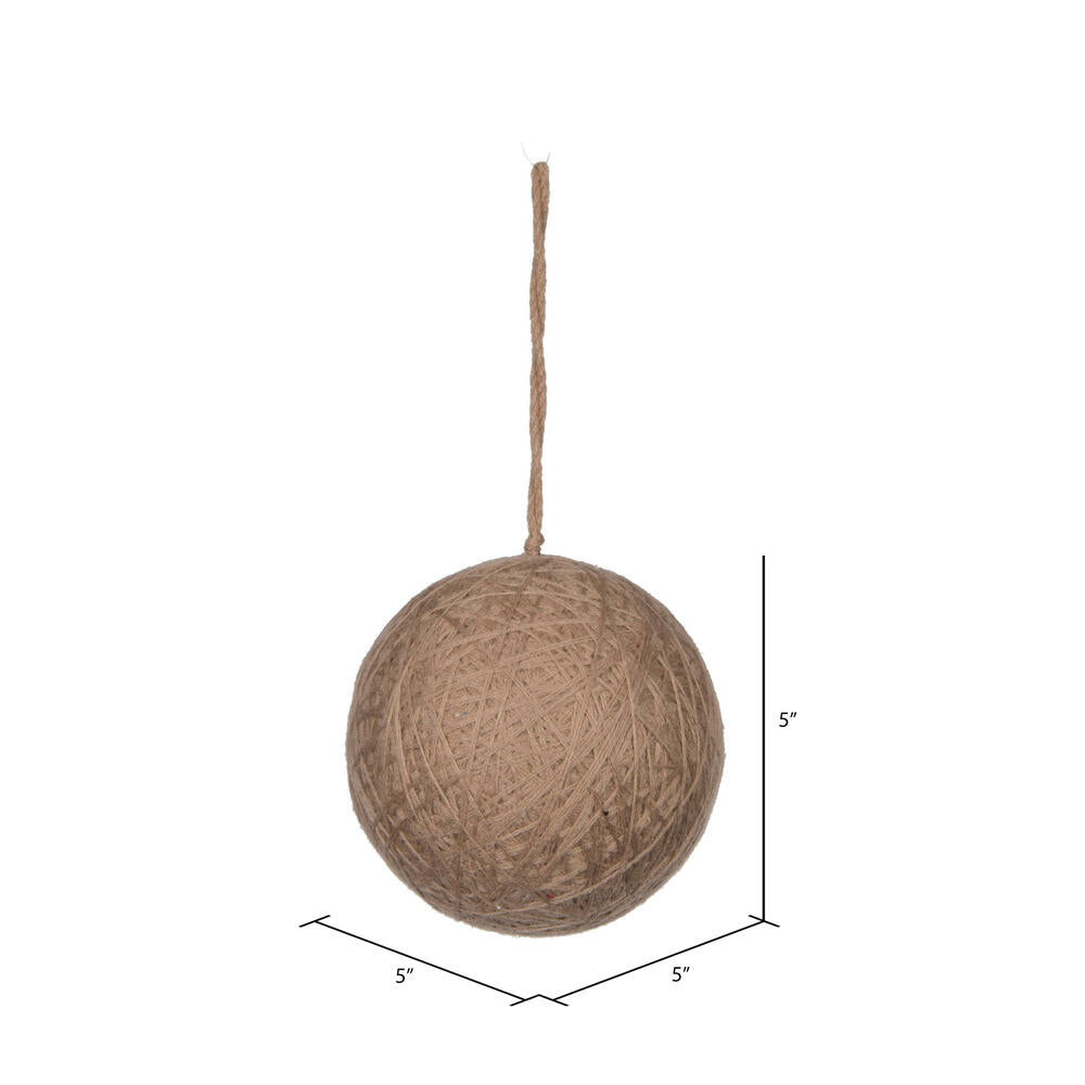 Vickerman 5" Natural Wool String Wrapped Ball Ornament 2 per bag.