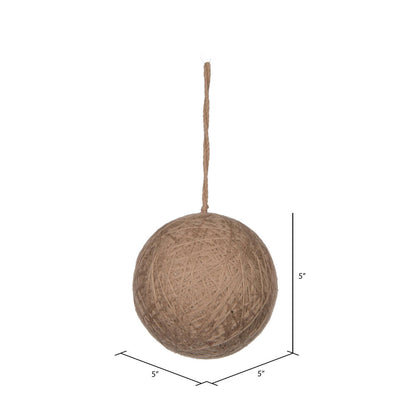 Vickerman 5" Natural Wool String Wrapped Ball Ornament 2 per bag.