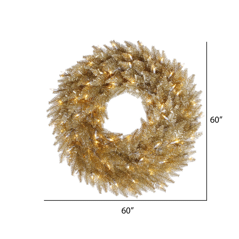 Vickerman 60" Champagne Fir Artificial Christmas Wreath Warm White Dura-Lit LED lights.