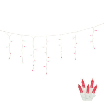 Vickerman 70 Red Twinkle M5 LED Icicle Light on White Wire 9' Christmas Single Mold Light Strand