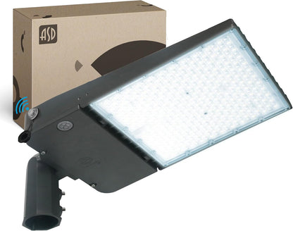 ASD Lighting LED Area Light 300W 120-277V 0-10V Dimmable 150Lm/W 5000K with Photocell with Slip Fitter Bracket Bronze UL DLC Premium