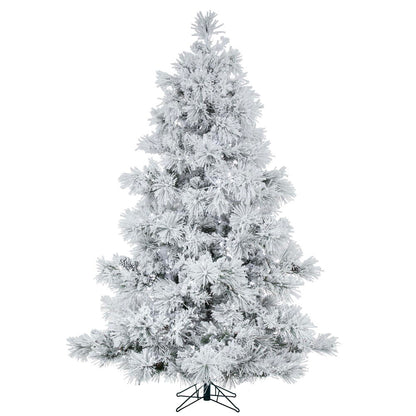 Vickerman 7.5' Flocked Alberta Artificial Christmas Tree Pure White LED Lights