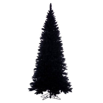 Vickerman 7.5' x 41" Flocked Black Fir Slim Artificial Unlit Christmas Tree.