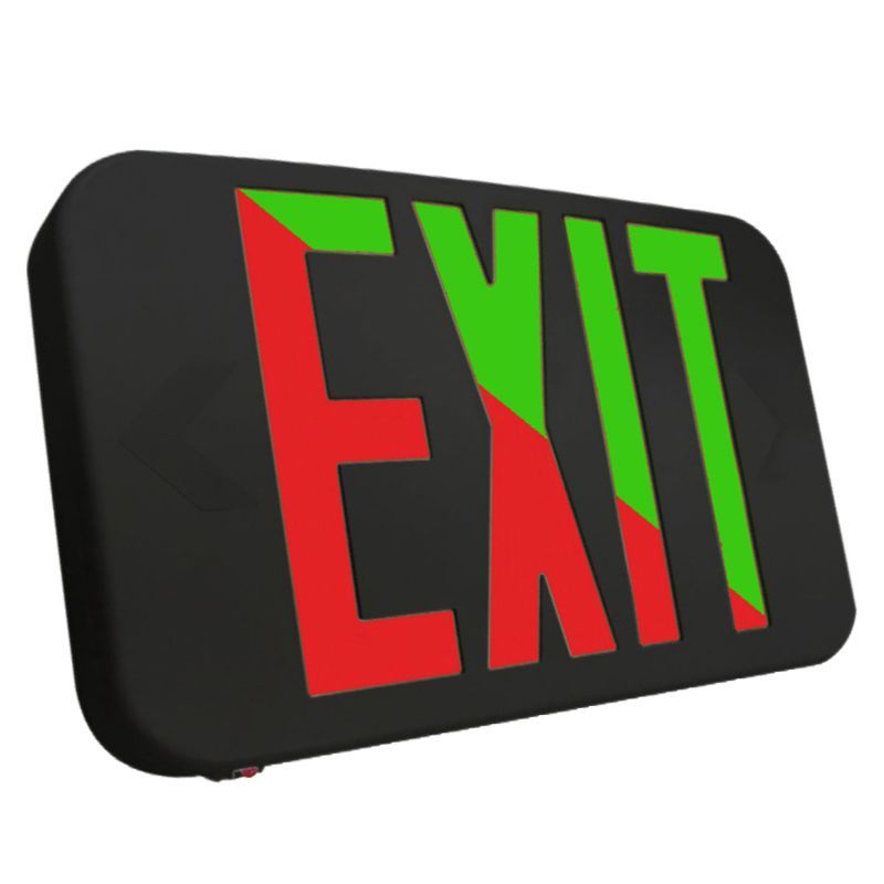 Westgate Compact Modern Univ. Exit Sign Bi-Color Red/Grn, Default To Red, 120/277V, Black, LED Exit & Emergency Lighting