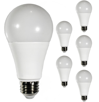 Damar A21 LED Light Bulb 17W 2000 Lumen E26 Medium Base 4000K Cool White For Home Living Room Bedroom Office Garage Warehouse Garden Light Bulb 120-277V CRI80 220° Beam Angle White Finish Pack of 6