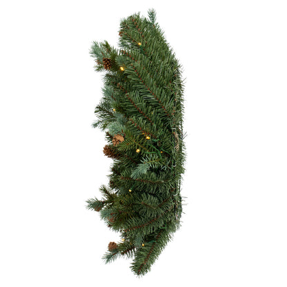 Vickerman 24" Blue Spruce Pine Cone Artificial Pre-Lit Wreath Battery Operated LED Warm White Lights