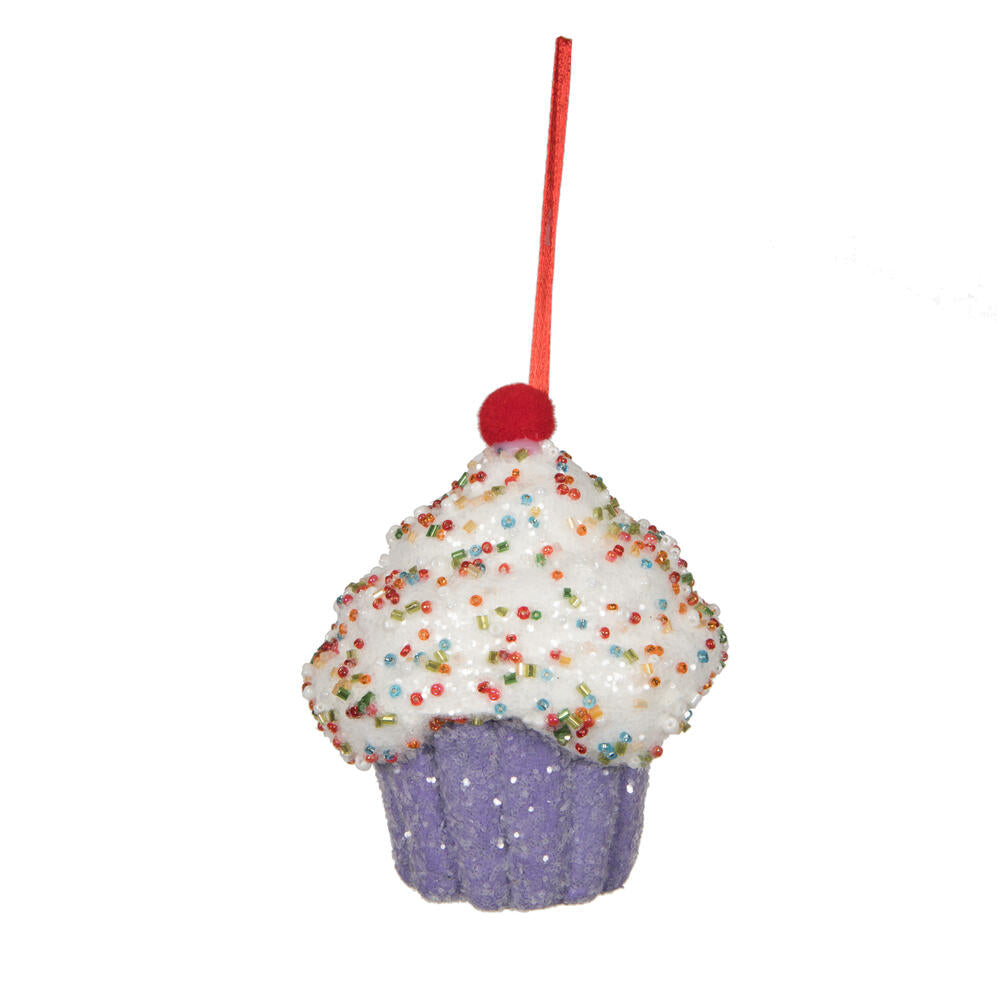 Vickerman 4.5" Purple Cupcake Ornament 2 per bag.