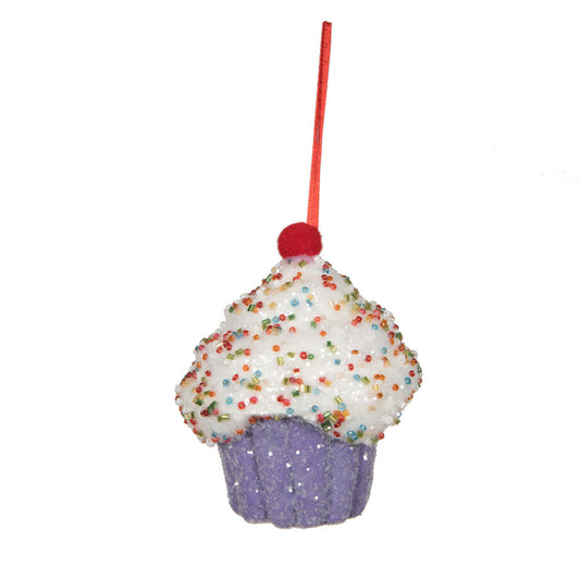 Vickerman 4.5" Purple Cupcake Ornament 2 per bag.