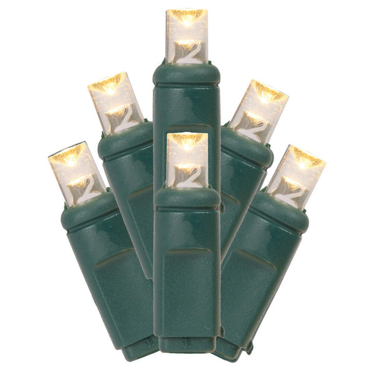 Vickerman 25' Warm White/Frosted Warm White LED Christmas light set. 50 lights on green wire.