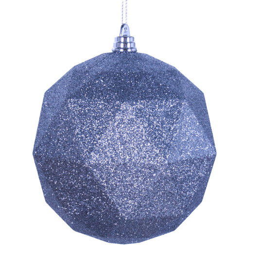 Vickerman 4.75" Pewter Geometric Ball Ornament Featuring a Glitter Finish. Comes 4 per bag