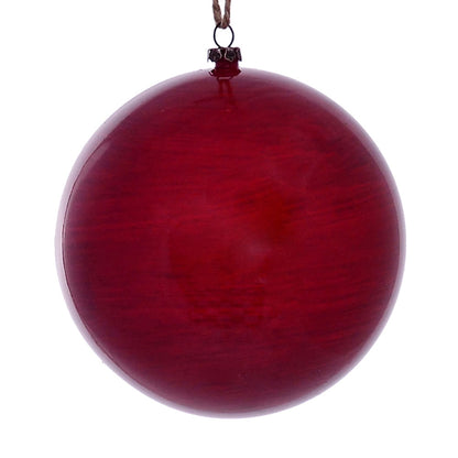 Vickerman 4.75" Red Wood Grain Ball Ornament 4 per Bag