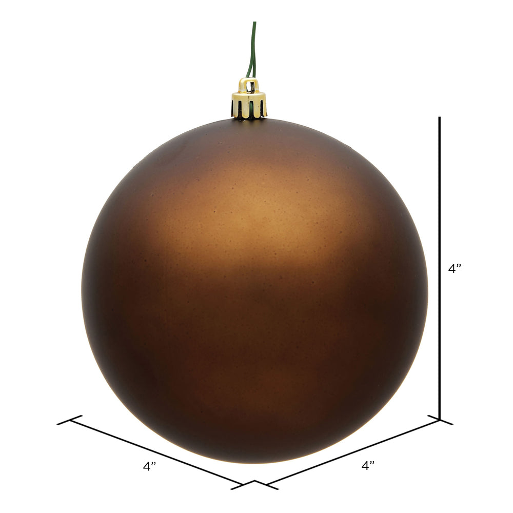 Vickerman 4" Mocha Matte Ball Ornament 6 per Bag
