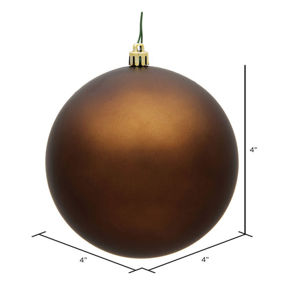 Vickerman 4" Mocha Matte Ball Ornament 6 per Bag
