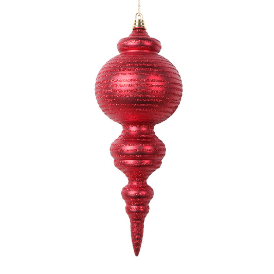 Vickerman 10" Matte Red Finial Ornament 2 per bag.