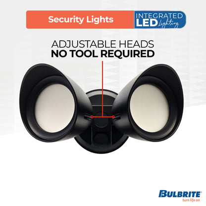 Bulbrite 773701 Wired Outdoor 2-Head LED Security Flood Light, Black