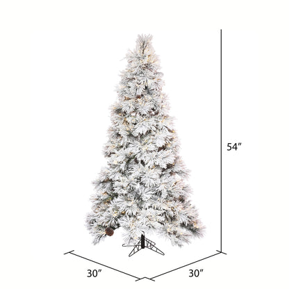 Vickerman 4.5' x 30" Flocked Atka Slim Artificial Christmas Tree Warm White LED lights.
