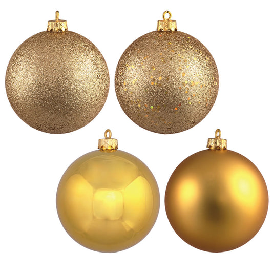 Vickerman 12" Gold 4-Finish Ball Ornament 4 per Bag