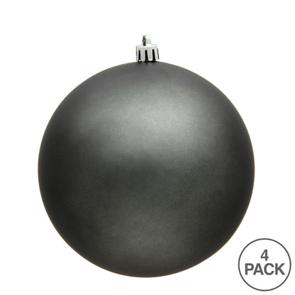 Vickerman 6" Pewter Matte Ball Ornament 4 per Bag