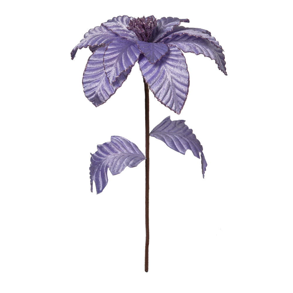 Vickerman 22" Lavender Velvet Glitter Trim Poinsettia 6 per bag.