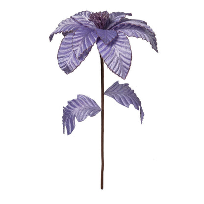 Vickerman 22" Lavender Velvet Glitter Trim Poinsettia 6 per bag.