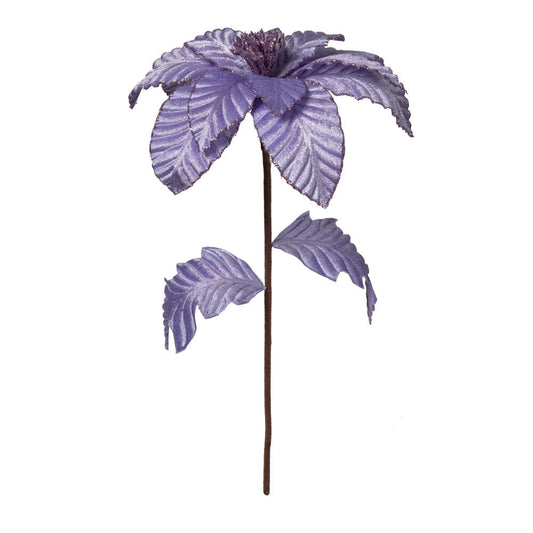 Vickerman 22" Lavender Velvet Glitter Trim Poinsettia 6 per bag.
