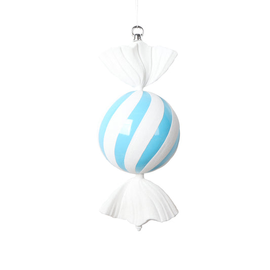 Vickerman 13" Baby Blue Round Swirl Candy Ornament.