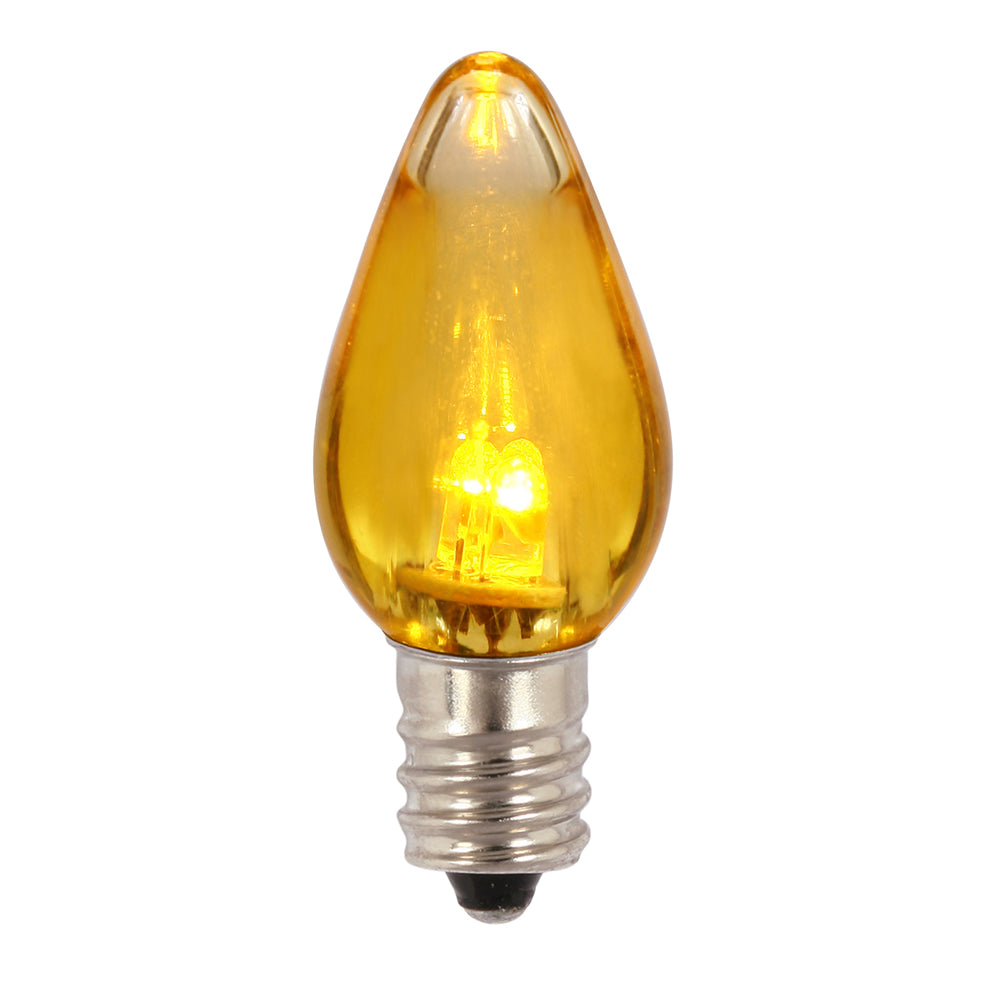 Vickerman C7 Transparent Plastic LED Yellow Dimmable Bulb E12 Nickel Base 25 per bag