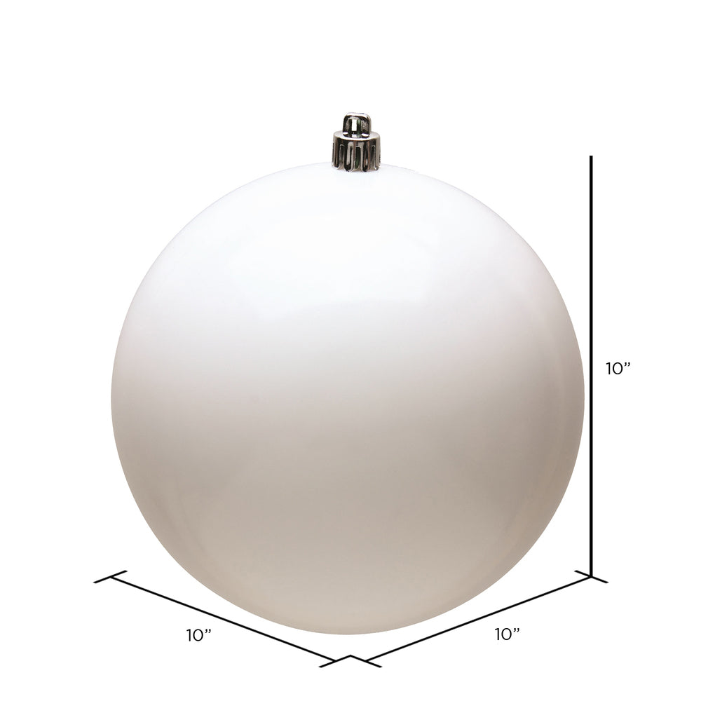 Vickerman 10" White Shiny Ball Ornament