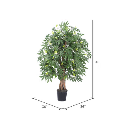 Vickerman 4' Artificial Japanese Maple Extra Full Bush Black Plastic Pot.