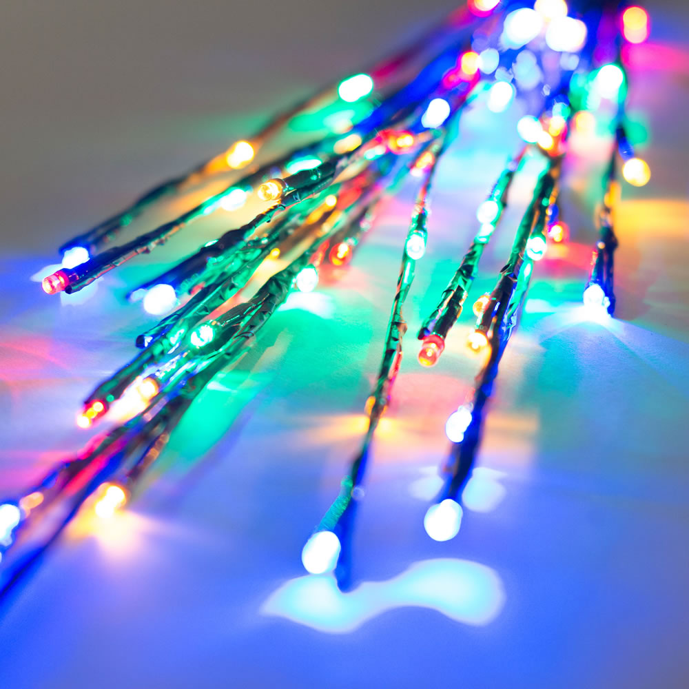 Vickerman 60 Multi-Colored Wide Angle LED Twig Light Set on Brown Wire Pack of 3