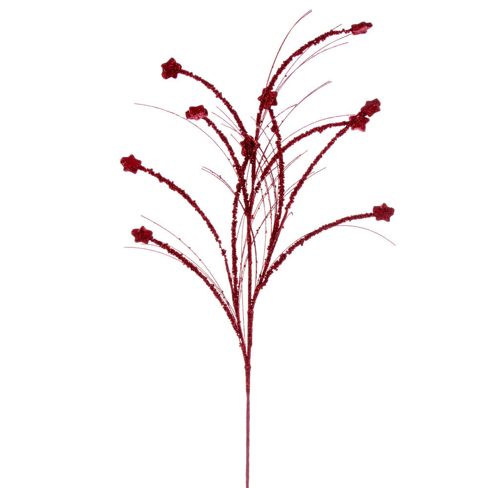 Vickerman 36" Red Mini Star Glitter Spray 6 per bag.