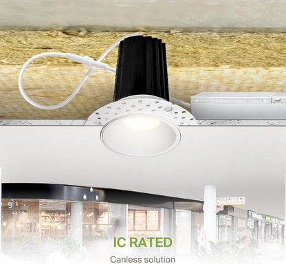 ASD Lighting LED Trimless Downlight Round 2inch 15W 120-277V 0-10V Dimmable 2700/3000/3500/4000/5000K White ETL Energy Star