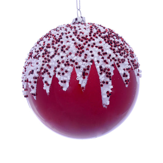 Vickerman 4.75" Red Beaded Candy Finish Ornament 2 per Bag
