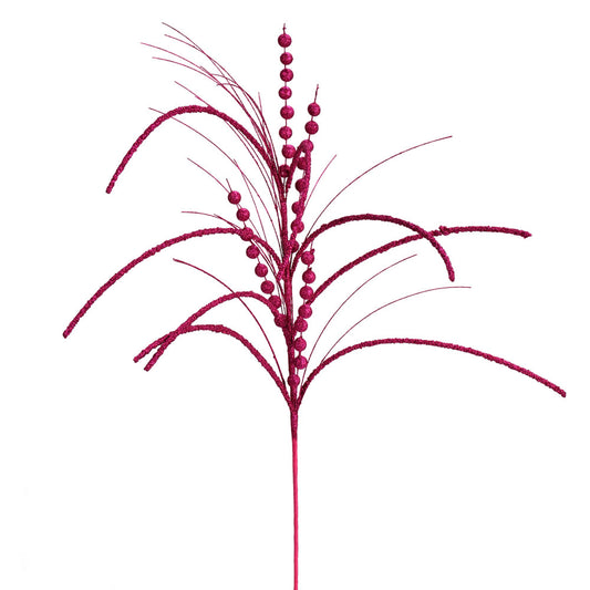 Vickerman 29" Berry Red Glitter Harvest Artificial Christmas Spray. Includes 6 sprays per pack.