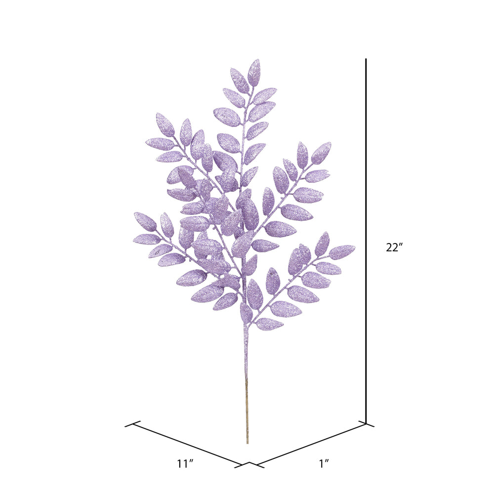 Vickerman 22" Purple Glitter Honey Locust Artificial Christmas Spray. Includes 6 sprays per pack.